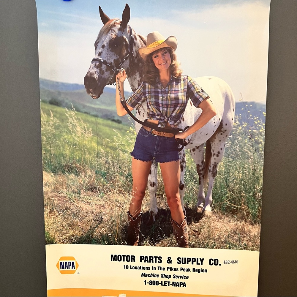 Vintage 1980s?  PINUP Napa Auto Parts Service Calendar 16X33.25" Advertising
